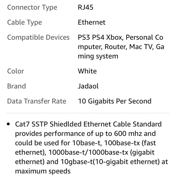 SET OF 2 Jadaol Cat 7 Ethernet Cable 25ft Shielded Solid Flat NWT - Picture 14 of 15